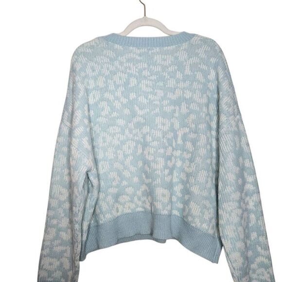 John + Jenn Blue Leopard Print Knit Sweater Women’s Size XL Soft Cozy Pullover - Picture 6 of 7